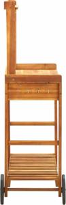 vidaXL Ogrodowy wózek kuchenny, lite drewno akacjowe, 92x43,5x141,5 cm 4