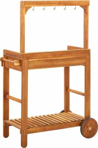 vidaXL Ogrodowy wózek kuchenny, lite drewno akacjowe, 92x43,5x141,5 cm 5