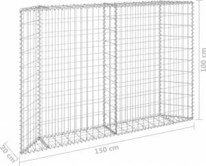 vidaXL Podniesiona rabata gabionowa, trapezowa, stal, 150x20x100 cm 7