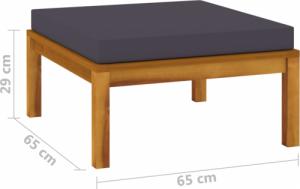vidaXL Podnóżek z ciemnoszarą poduszką, lite drewno akacjowe 6
