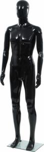 vidaXL Manekin męski ze szklaną podstawą, czarny, błyszczący, 185 cm 1