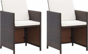 vidaXL 4-cz. zestaw krzeseł i stołków ogrodowych, rattan PE, brązowy 2