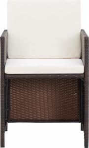 vidaXL 4-cz. zestaw krzeseł i stołków ogrodowych, rattan PE, brązowy 4