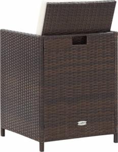 vidaXL 4-cz. zestaw krzeseł i stołków ogrodowych, rattan PE, brązowy 5