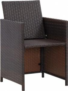 vidaXL 4-cz. zestaw krzeseł i stołków ogrodowych, rattan PE, brązowy 6