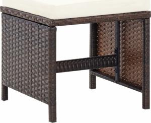 vidaXL 4-cz. zestaw krzeseł i stołków ogrodowych, rattan PE, brązowy 8