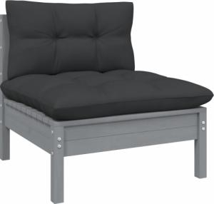vidaXL Ogrodowa sofa środkowa z antracytowymi poduszkami, szare drewno 1