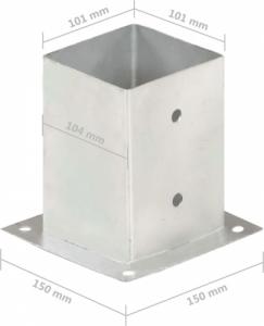 vidaXL Podstawy słupów, 4 szt., galwanizowany metal, 101 mm 8