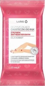 Luba Chusteczki oczyszczające do rąk z płynem antybakteryjnym dla kobiet 15szt 1