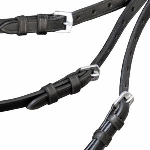 vidaXL Skórzane ogłowie dla dużego konia z wędzidłem i wodzami, czarne 3