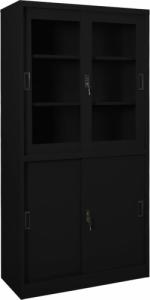 vidaXL Szafa biurowa z przesuwnymi drzwiami, czarna, 90x40x180 cm 1