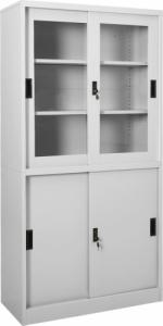 vidaXL Szafa biurowa z przesuwnymi drzwiami, jasnoszara, 90x40x180 cm 1
