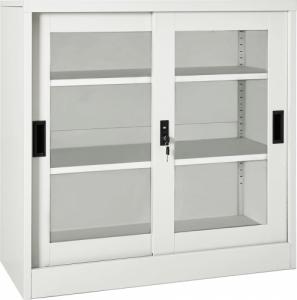 vidaXL Szafka z drzwiami przesuwnymi, jasnoszara, 90x40x90 cm, stalowa 1