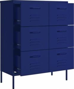 vidaXL Szafka z szufladami, granatowa, 80x35x101,5 cm, stalowa 7