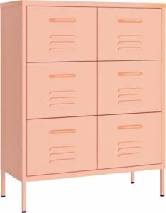 vidaXL Szafka z szufladami, różowa, 80x35x101,5 cm, stalowa 2