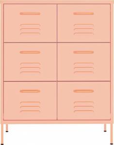 vidaXL Szafka z szufladami, różowa, 80x35x101,5 cm, stalowa 4