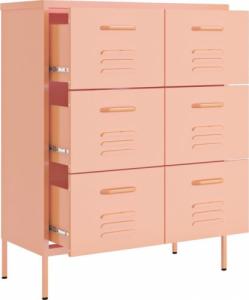 vidaXL Szafka z szufladami, różowa, 80x35x101,5 cm, stalowa 7