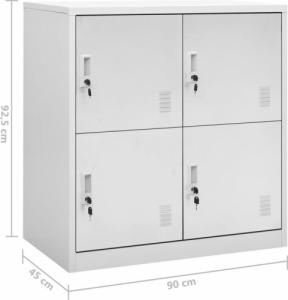 vidaXL Szafka zamykana na klucz, jasnoszara, 90x45x92,5 cm, stal 7