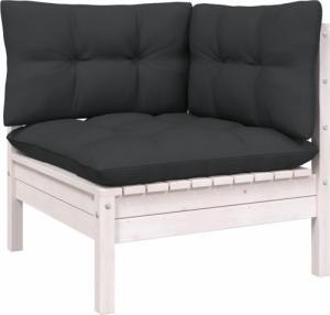 vidaXL 2-osobowa sofa ogrodowa z poduszkami, białe drewno sosnowe 2