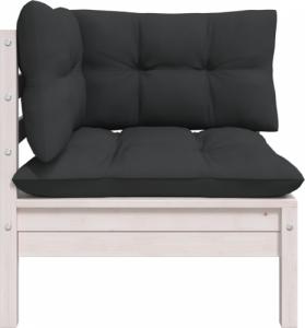 vidaXL 2-osobowa sofa ogrodowa z poduszkami, białe drewno sosnowe 3