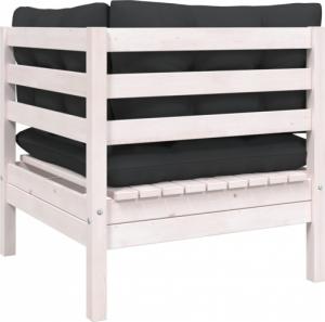vidaXL 2-osobowa sofa ogrodowa z poduszkami, białe drewno sosnowe 4
