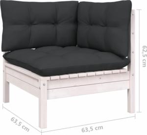 vidaXL 2-osobowa sofa ogrodowa z poduszkami, białe drewno sosnowe 7