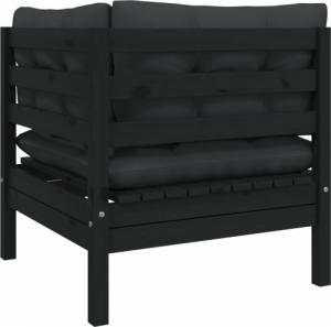 vidaXL 2-osobowa sofa ogrodowa z poduszkami, czarna, drewno sosnowe 4