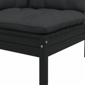 vidaXL 2-osobowa sofa ogrodowa z poduszkami, czarna, drewno sosnowe 5