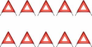 vidaXL Trójkąty ostrzegawcze, 10 szt., czerwone, 56,5x36,5x44,5 cm 1