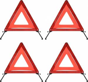 vidaXL Trójkąty ostrzegawcze, 4 szt., czerwone, 56,5x36,5x44,5 cm 1