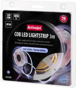 Taśma LED Activejet Taśma LED COB 3m z zasilaczem barwa zimna IP20 8