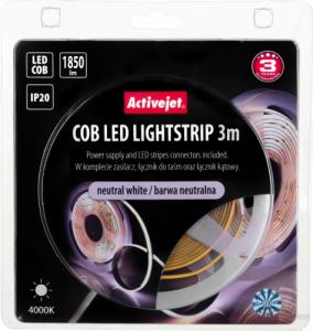 Taśma LED Activejet Taśma LED COB 3m z zasilaczem barwa neutralna IP20 9