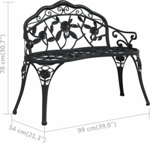 vidaXL Ławka ogrodowa, 100 cm, odlew aluminium, czarna 4