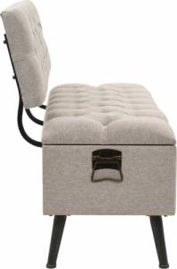 vidaXL Ławka ze schowkiem i oparciem, 110 cm, kremowa, tkanina 2