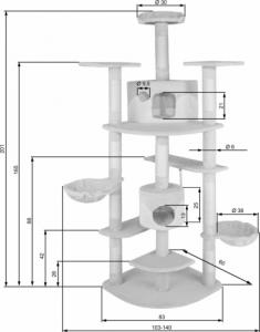 Tectake Drapak dla kota Fippi 201 cm - szaro/biała 6