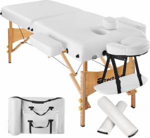 Tectake 2-strefowy stół do masażu z wyściółką 7,5 cm i drewnianą ramą - biały 1