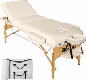 Tectake 3-strefowy stół do masażu z 10 cm wyściółką i drewnianą ramą - beżowy 1