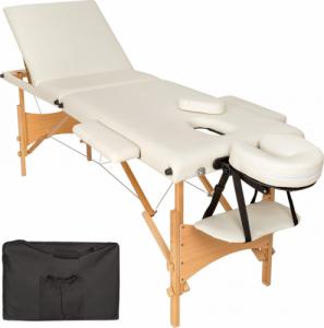 Tectake 3-strefowy stół do masażu Daniel z tapicerką i drewnianą ramą - beżowy 1