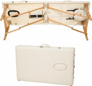 Tectake 2-strefowy stół do masażu Freddi z wyściółką 5cm i drewnianą ramą - beżowy 5