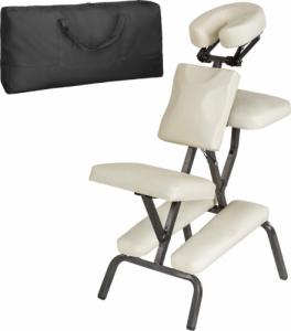 Tectake Krzesło do masażu ze sztucznej skóry - beżowy 1