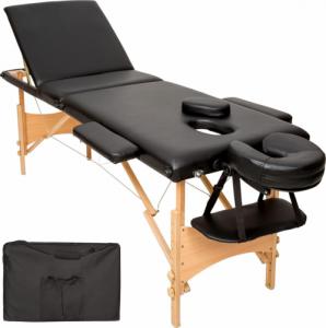 Tectake 3-strefowy stół do masażu Daniel z tapicerką i drewnianą ramą - czarny 1
