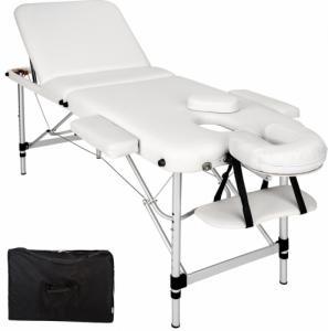 Tectake 3-strefowy stół do masażu z 5 cm wyściółką i aluminiową ramą - biały 1