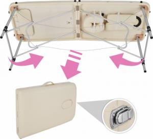 Tectake 2-strefowy stół do masażu z tapicerką i aluminiową ramą - beżowy 5