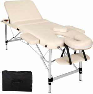 Tectake 3-strefowy stół do masażu z 5 cm wyściółką i aluminiową ramą - beżowy 1