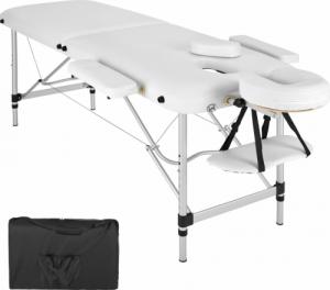 Tectake 2-strefowy stół do masażu z tapicerką i aluminiową ramą - biały 1