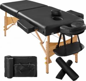 Tectake 2-strefowy stół do masażu z wyściółką 7,5 cm i drewnianą ramą - czarny 1