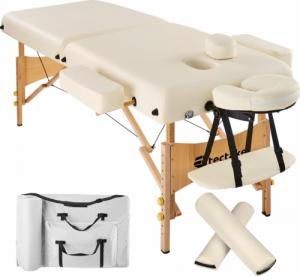 Tectake 2-strefowy stół do masażu z wyściółką 7,5 cm i drewnianą ramą - beżowy 1