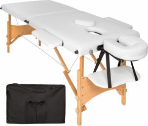 Tectake 2-strefowy stół do masażu Freddi z wyściółką 5cm i drewnianą ramą - biały 1