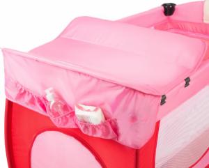 Tectake Łóżeczko turystyczne z przewijakiem kojec - pink 2