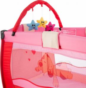 Tectake Łóżeczko turystyczne z przewijakiem kojec - pink 3